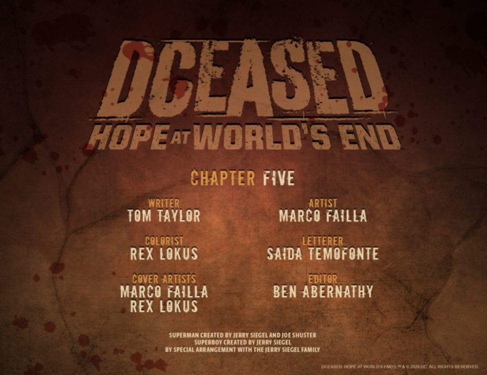 DCeased Hope At World's End #5, credits