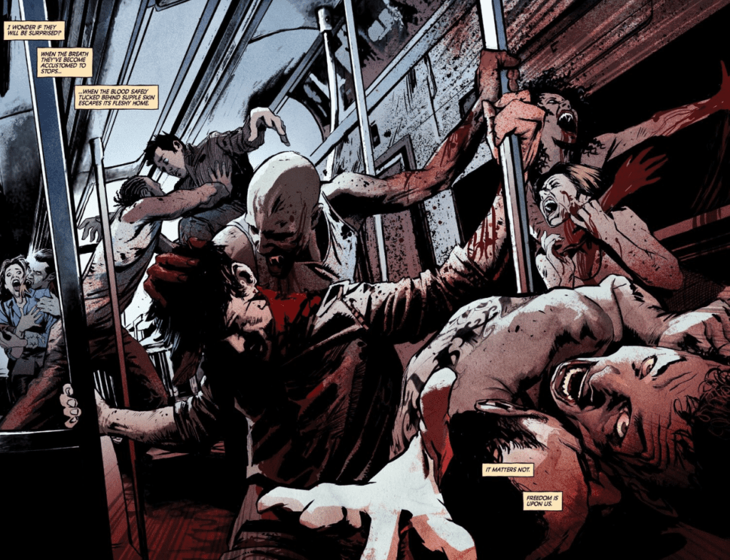 Vampires attacking a subway