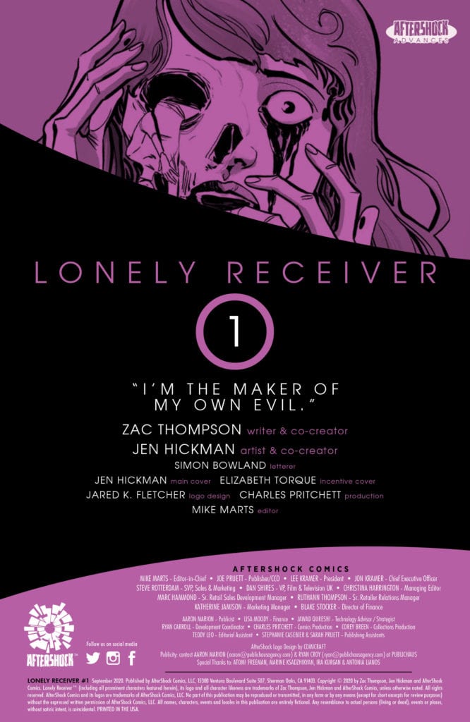 lonely receiver #1 aftershock comics exclusive preview