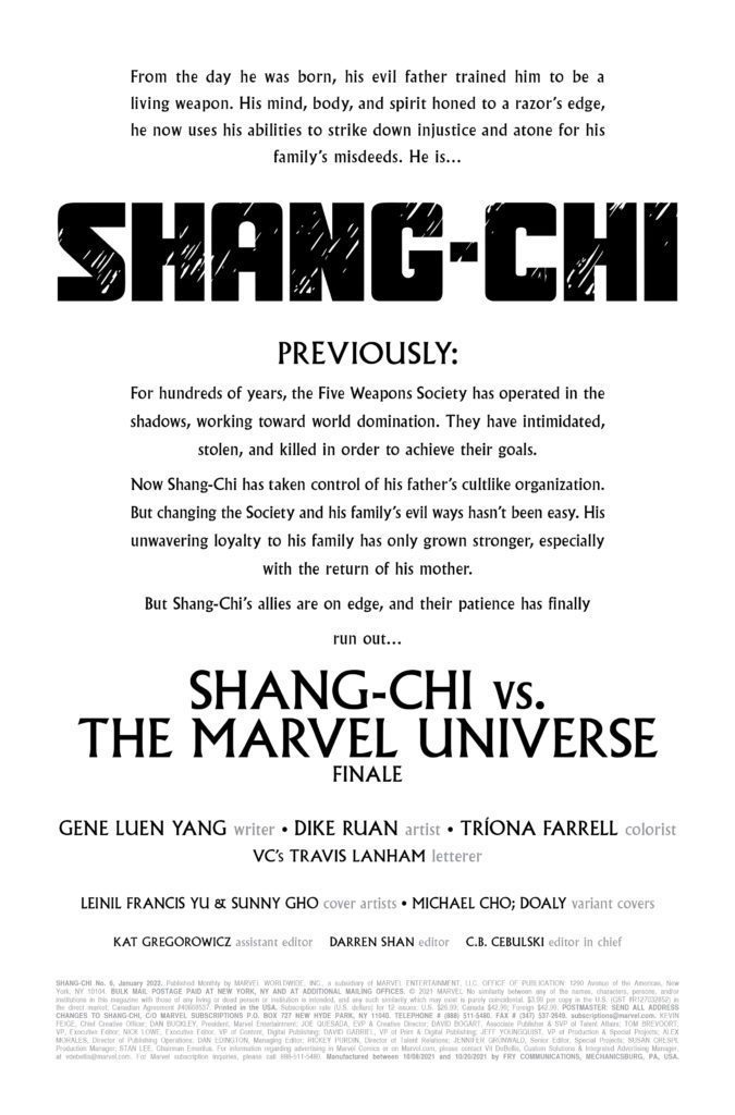 marvel comics exclusive preview shang-chi thor