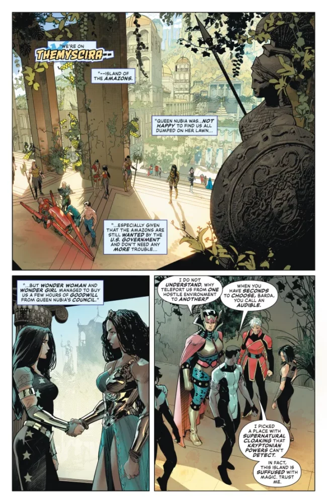 The heroes regroup on Themyscira